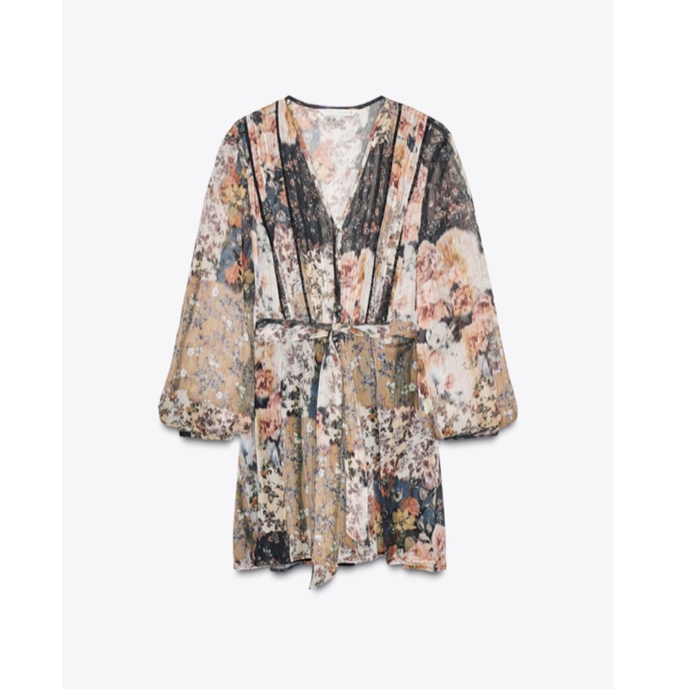 Zara Printed Belted Mini Dress